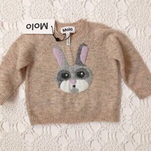 New Molo Gilby Bunny Pull Over Sweater Tan Brown Alpaca 74 Toddler Baby Unisex